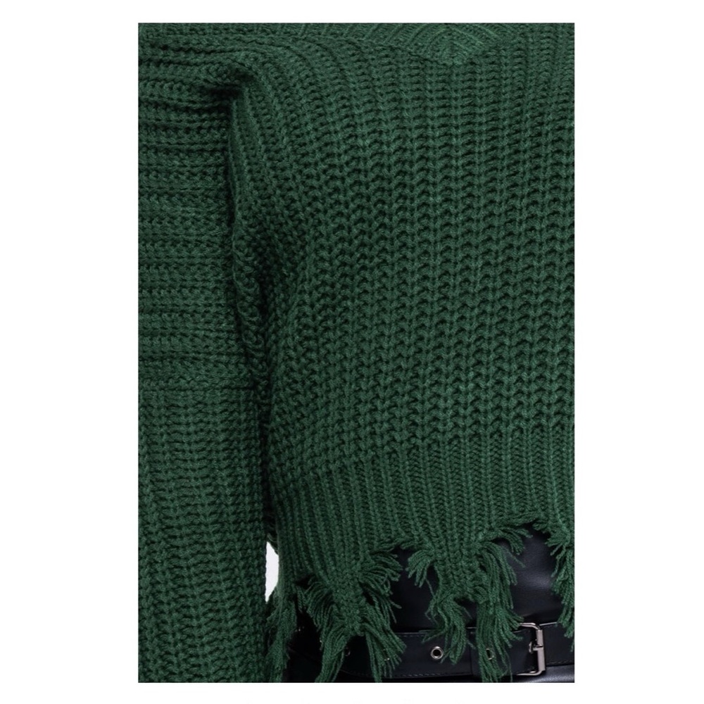 Cropped Knit Fringe Sweater - Picture 5 of 8